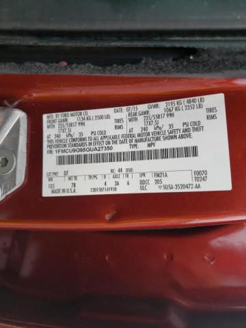 Photo 10 from auction – 2016 FORD ESCAPE SE with VIN 1FMCU9G95GUA27350