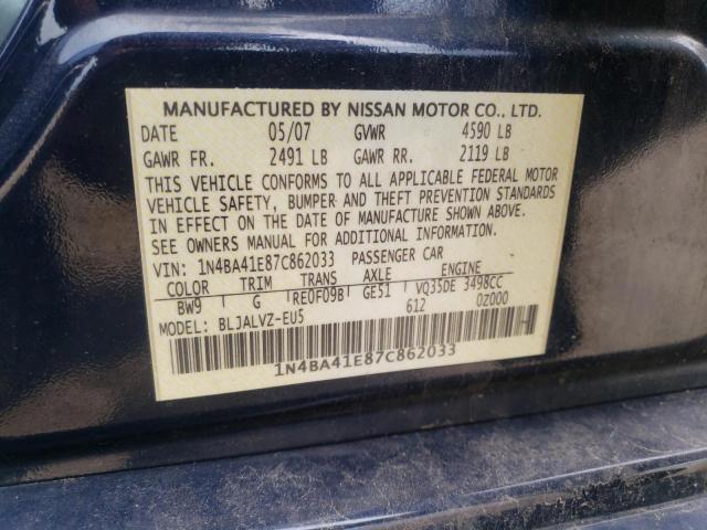 Photo 10 from auction – 2007 NISSAN MAXIMA SE with VIN 1N4BA41E87C862033