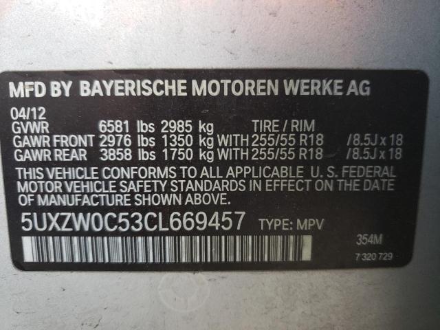 Photo 10 from auction – 2012 BMW X5 XDRIVE3 with VIN 5UXZW0C53CL669457