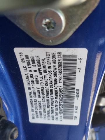 Photo 10 from auction – 2016 HONDA CIVIC EX with VIN 19XFC2F7XGE096917