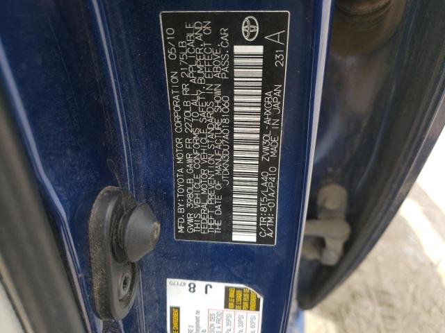 Photo 10 from auction – 2010 TOYOTA PRIUS with VIN JTDKN3DU7A0181060