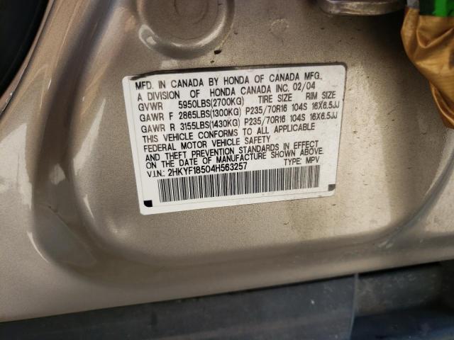 Photo 10 from auction – 2004 HONDA PILOT EXL with VIN 2HKYF18504H563257