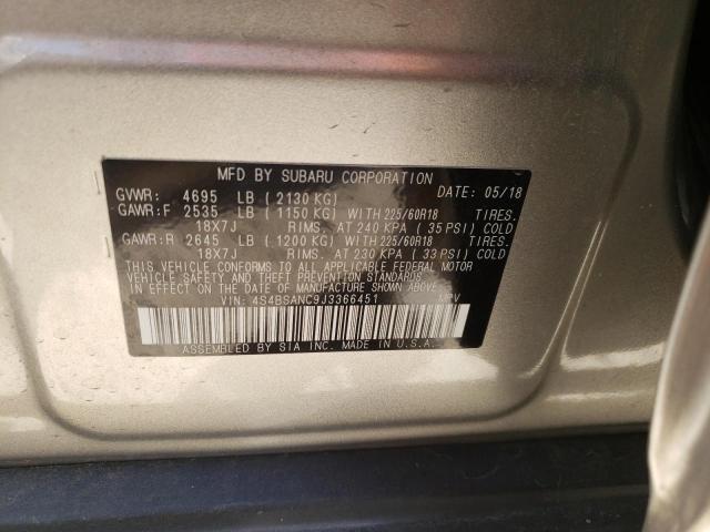 Photo 10 from auction – 2018 SUBARU OUTBACK 2. with VIN 4S4BSANC9J3366451