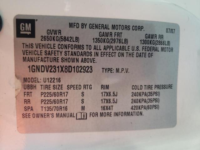 Photo 10 from auction – 2008 CHEVROLET UPLANDER with VIN 1GNDV231X8D102923