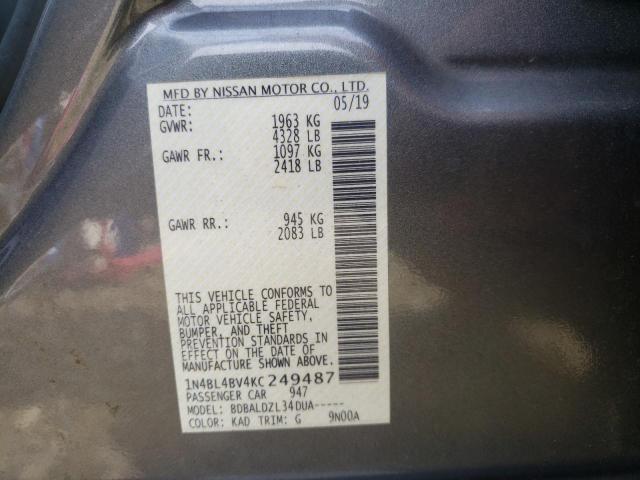 Photo 10 from auction – 2019 NISSAN ALTIMA S with VIN 1N4BL4BV4KC249487