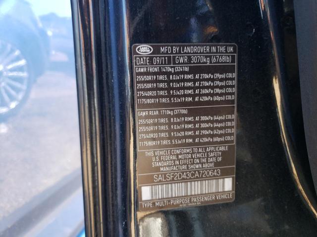 Photo 10 from auction – 2012 LAND ROVER RANGE ROVE with VIN SALSF2D43CA720643