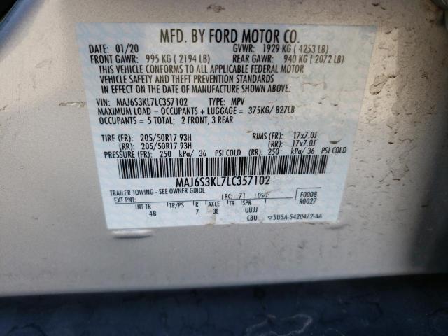 Photo 10 from auction – 2020 FORD ECOSPORT T with VIN MAJ6S3KL7LC357102