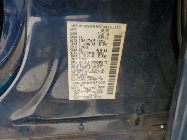 Photo 10 from auction – 2008 NISSAN ARMADA SE with VIN 5N1BA08D88N607495