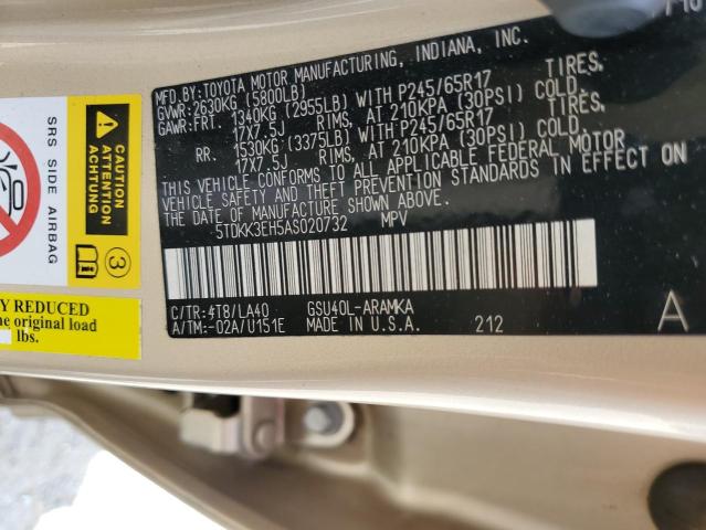 Photo 10 from auction – 2010 TOYOTA HIGHLANDER with VIN 5TDKK3EH5AS020732