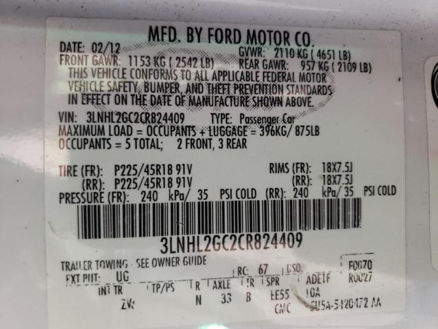 Фото 10 с аукциона – 2012 LINCOLN MKZ с VIN 3LNHL2GC2CR824409