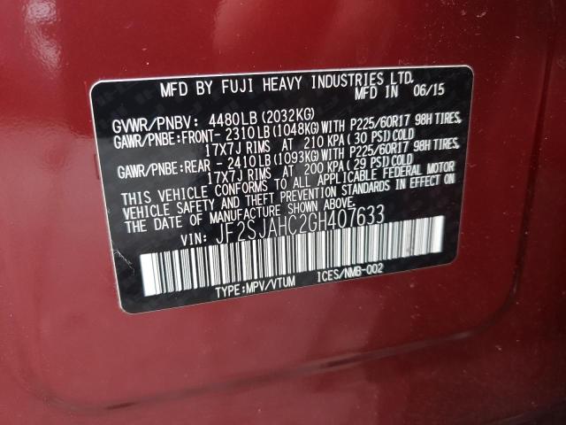 Photo 10 from auction – 2016 SUBARU FORESTER 2 with VIN JF2SJAHC2GH407633