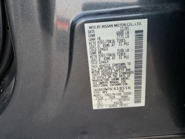 Photo 10 from auction – 2006 NISSAN PATHFINDER with VIN 5N1AR18W76C618556
