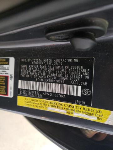 Photo 10 from auction – 2011 TOYOTA CAMRY BASE with VIN 4T1BF3EK5BU176746