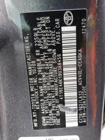 Photo 10 from auction – 2009 TOYOTA CAMRY BASE with VIN 4T1BE46K19U368456