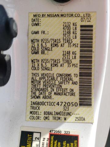 Photo 10 from auction – 2012 NISSAN FRONTIER S with VIN 1N6BD0CT1CC472050