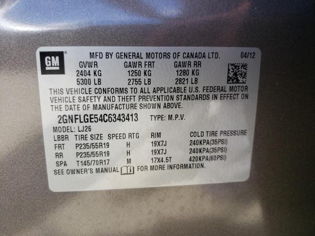 Photo 10 from auction – 2012 CHEVROLET EQUINOX LT with VIN 2GNFLGE54C6343413