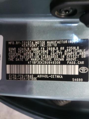 Photo 10 from auction – 2011 TOYOTA CAMRY BASE with VIN 4T1BF3EK2BU649308