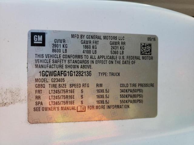 Photo 10 from auction – 2016 CHEVROLET EXPRESS G2 with VIN 1GCWGAFG1G1282136