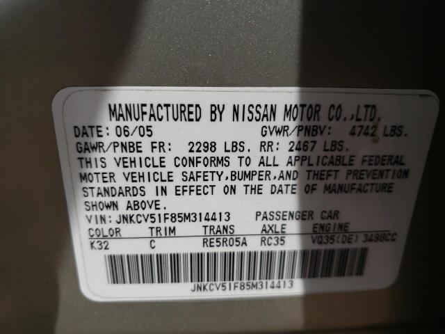 Photo 10 from auction – 2005 INFINITI G35 with VIN JNKCV51F85M314413