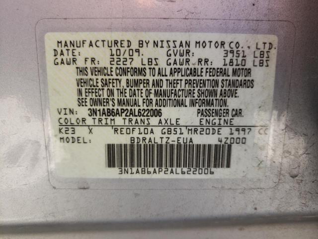 Photo 10 from auction – 2010 NISSAN SENTRA 2.0 with VIN 3N1AB6AP2AL622006