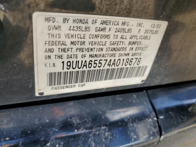 Photo 10 from auction – 2004 ACURA TL with VIN 19UUA65574A018678