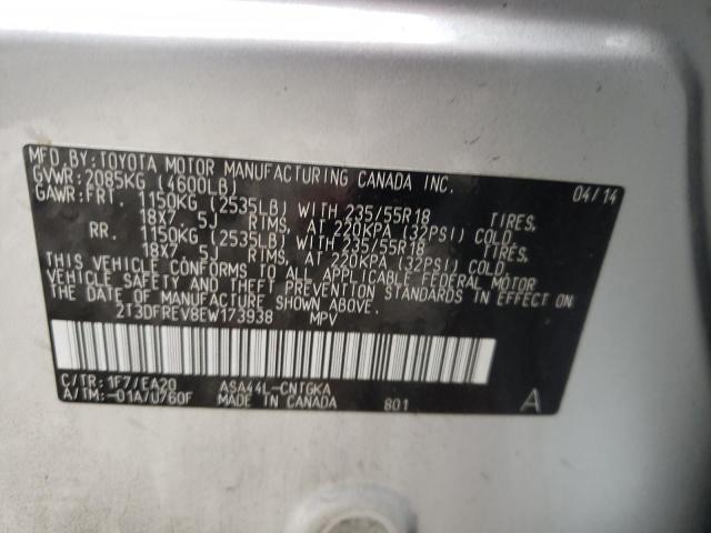 Photo 10 from auction – 2014 TOYOTA RAV4 LIMIT with VIN 2T3DFREV8EW173938