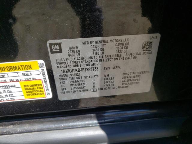 Photo 10 from auction – 2015 GMC ACADIA DEN with VIN 1GKKVTKD4FJ283733