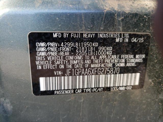 Photo 10 from auction – 2015 SUBARU IMPREZA with VIN JF1GPAA6XFG275870