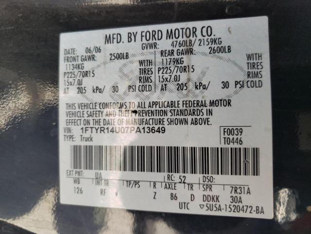 Photo 10 from auction – 2007 FORD RANGER SUP with VIN 1FTYR14U07PA13649