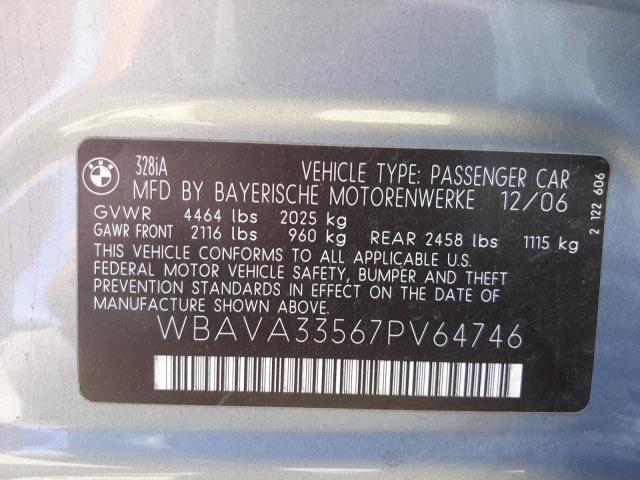 Photo 10 from auction – 2007 BMW 328 I with VIN WBAVA33567PV64746