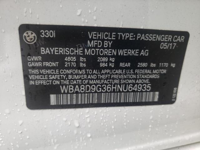 Photo 10 from auction – 2017 BMW 330 XI with VIN WBA8D9G36HNU64935