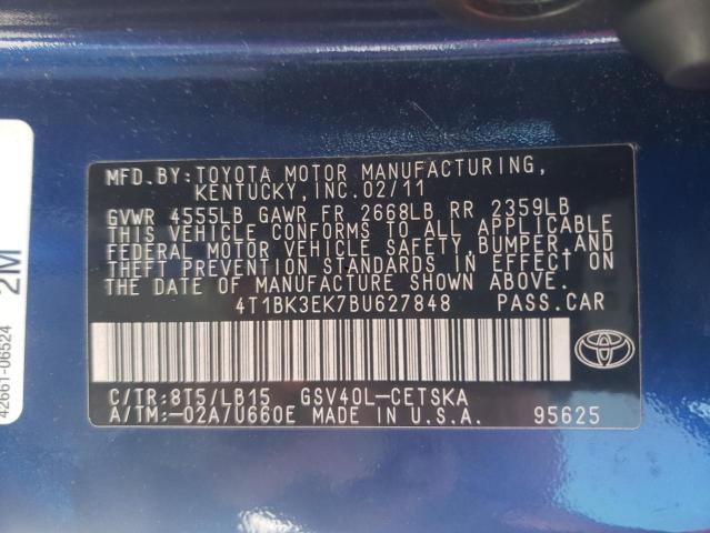 Photo 10 from auction – 2011 TOYOTA CAMRY SE with VIN 4T1BK3EK7BU627848