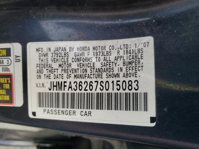 Photo 10 from auction – 2007 HONDA CIVIC HYBR with VIN JHMFA36267S015083