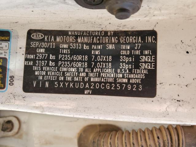 Photo 10 from auction – 2012 KIA SORENTO EX with VIN 5XYKUDA20CG257923