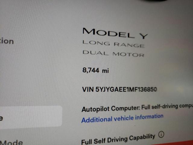 Photo 8 from auction – 2021 TESLA MODEL Y with VIN 5YJYGAEE1MF136850