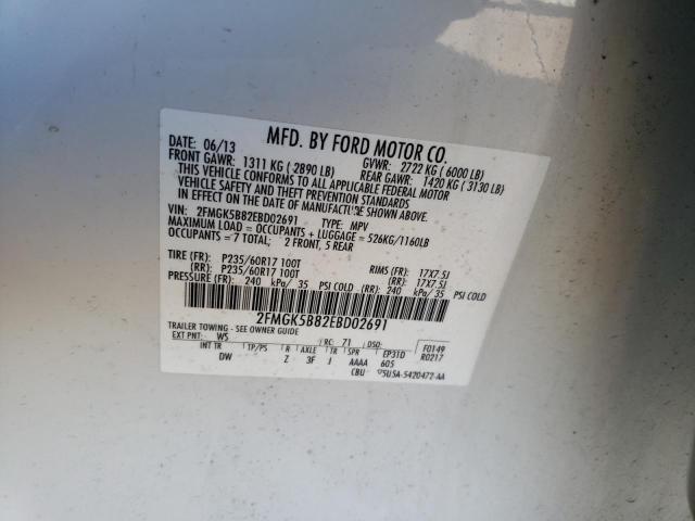 Photo 10 from auction – 2014 FORD FLEX SE with VIN 2FMGK5B82EBD02691