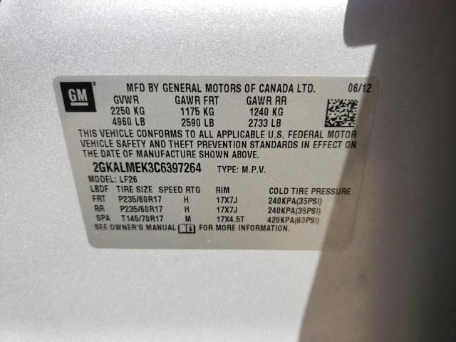 Photo 10 from auction – 2012 GMC TERRAIN SL with VIN 2GKALMEK3C6397264