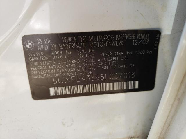 Photo 10 from auction – 2008 BMW X5 3.0I with VIN 5UXFE43558L007013