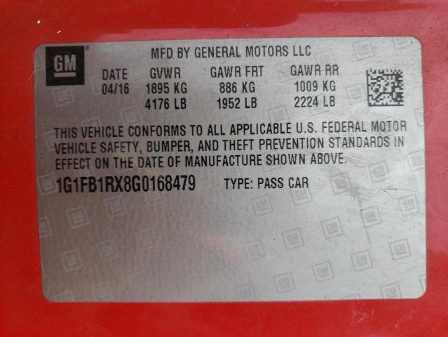 Photo 10 from auction – 2016 CHEVROLET CAMARO LT with VIN 1G1FB1RX8G0168479
