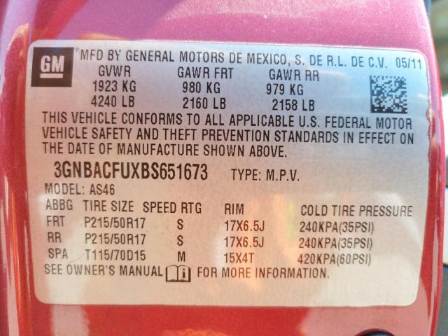Photo 10 from auction – 2011 CHEVROLET HHR LT with VIN 3GNBACFUXBS651673