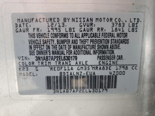 Photo 10 from auction – 2014 NISSAN SENTRA S with VIN 3N1AB7AP2EL630179