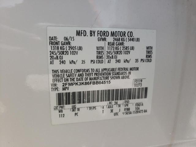 Photo 10 from auction – 2015 FORD EDGE TITAN with VIN 2FMPK3K86FBB64515