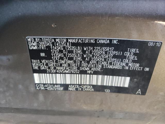 Photo 10 from auction – 2010 TOYOTA RAV4 LIMIT with VIN 2T3DF4DV5AW078252