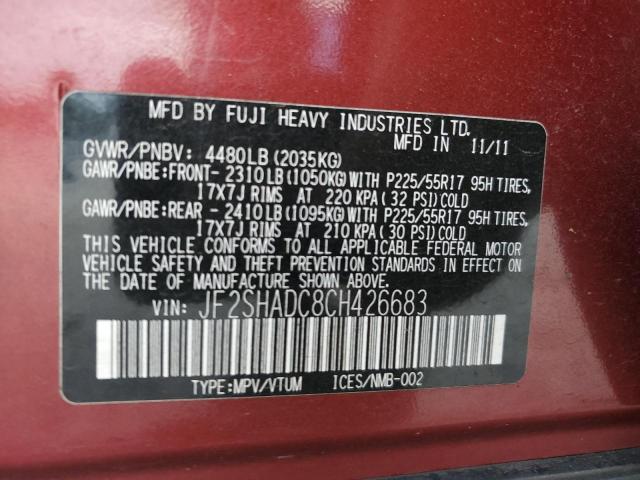 Photo 10 from auction – 2012 SUBARU FORESTER 2 with VIN JF2SHADC8CH426683