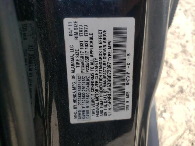 Photo 10 from auction – 2011 HONDA ODYSSEY EX with VIN 5FNRL5H63BB072397