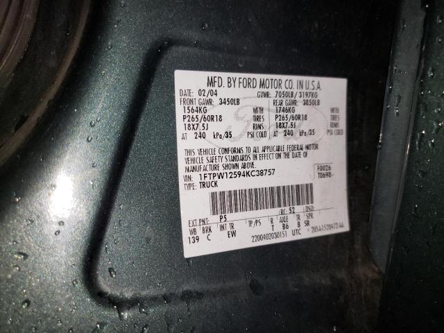 Photo 10 from auction – 2004 FORD F150 SUPER with VIN 1FTPW12594KC38757
