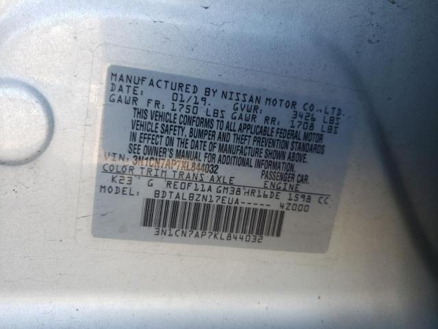 Photo 10 from auction – 2019 NISSAN VERSA S with VIN 3N1CN7AP7KL844032