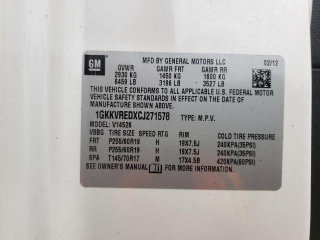 Photo 10 from auction – 2012 GMC ACADIA SLT with VIN 1GKKVREDXCJ271578