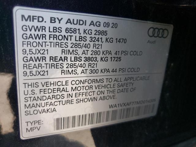 Photo 10 from auction – 2021 AUDI Q7 PRESTIG with VIN WA1VXAF77MD014305