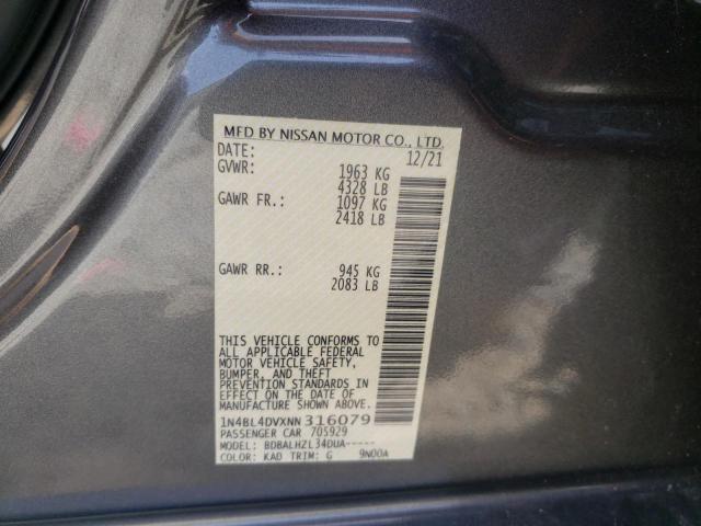 Photo 10 from auction – 2022 NISSAN ALTIMA SV with VIN 1N4BL4DVXNN316079